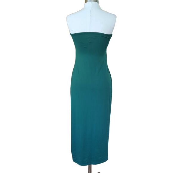 HOUSE OF HARLOW Green Strapless Twist Bodycon Midi Dress Size Medium Bandeau - Picture 4 of 10